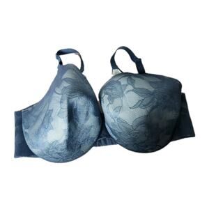 Cacique Bra Full Coverage Lightly Lined Size‎ 46DDD Blue Lace Back Smoothing
